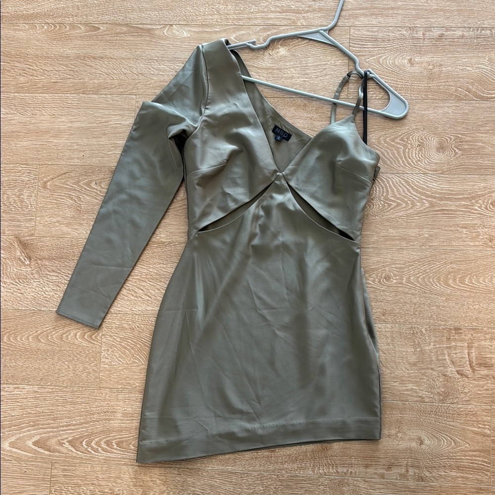 NBD Green Cut Out Tie Front Bodycon Dress